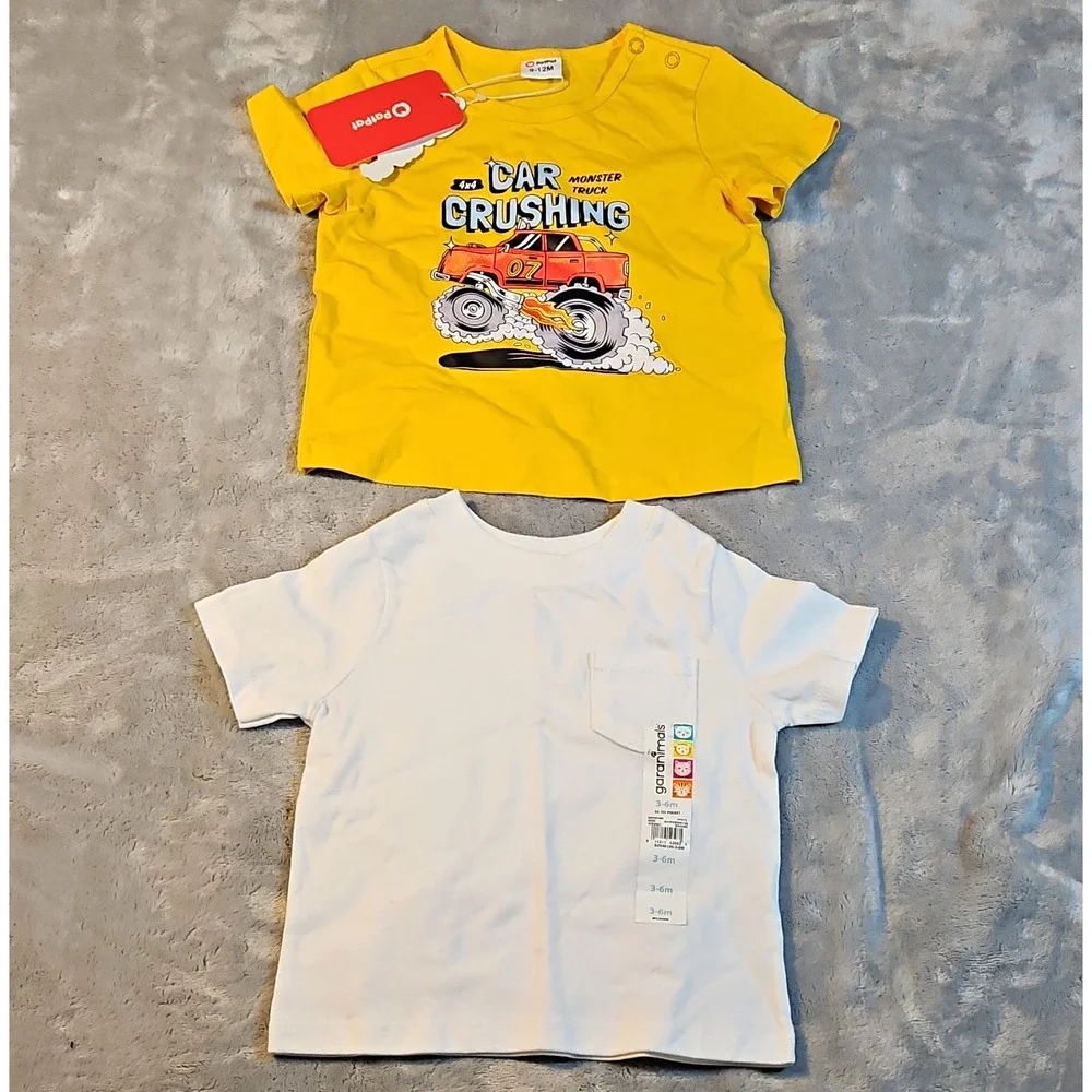 PatPat Baby 2 Piece Monster Truck Graphic & Pocket T-Shirt Set 9-12 Months